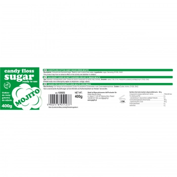 Kolorowy cukier do waty cukrowej zielony o smaku mohito mojito 400g