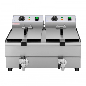 Frytownica podwójna gastronomiczna elektryczna z kranem 230 V 2 x 3000W 2 x 10 L