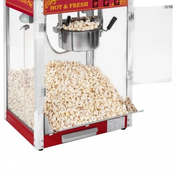 Profesjonalna wydajna maszyna do popcornu mobilna na wózku 230V 1.6kW czerwona