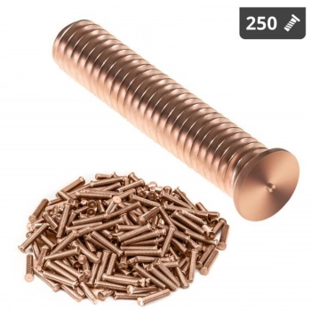 Kołki do zgrzewania zgrzewarki przypawarki ze stali miedziowanej M6 30mm Stamos Germany 250 szt.