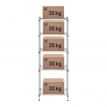 Regał magazynowy druciany ażurowy kolor szary 150x55x35cm do 150kg