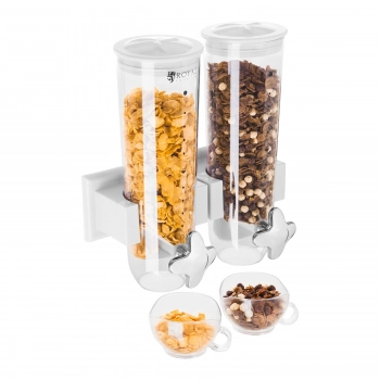Dozownik dyspenser do produktów sypkich płatków muesli bakalii zawieszany na ścianę 2 x 1.5L