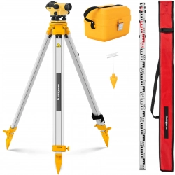 Niwelator optyczny samopoziomujący ze statywem i łatą - powiększenie 32x śr. 38 mm