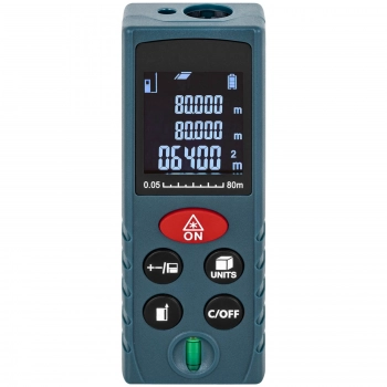 Dalmierz laserowy z wyświetlaczem LCD 80 m / 2 mm
