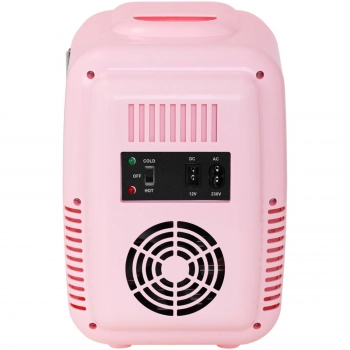 Mini lodówka samochodowa turystyczna retro 2w1 4L 12V / 24V / 230V różowa