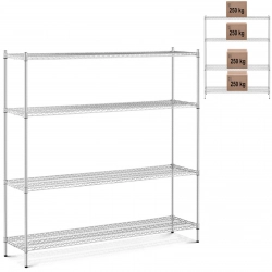 Regał magazynowy chromowany 4 półki ażurowe do 1 t 1000 kg 180x45x180 cm