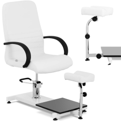 Fotel kosmetyczny z podnóżkiem do pedicure podologiczny do 150 kg LIMA biały