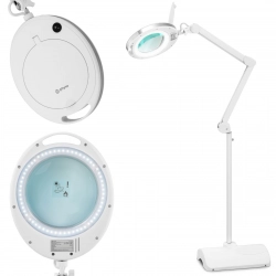 Lampa lupa kosmetyczna ze szkłem powiększającym na stojaku 5 dpi 60x LED śr. 127 mm