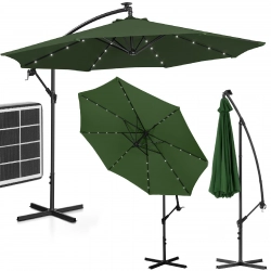 Parasol ogrodowy na wysięgniku okrągły z oświetleniem LED śr. 300 cm zielony