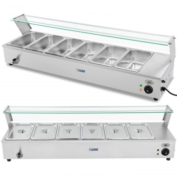 Bemar podgrzewacz gastronomiczny z kranem i osłoną 1800 W 6x GN 1/3 gł. 100 mm 22.8 l