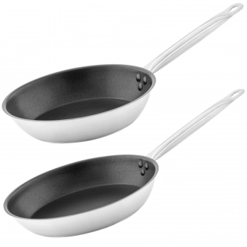 Patelnia stalowa z nieprzywierającą powierzchnią do indukcji gazu 24 cm 28 cm - zestaw 2 szt.