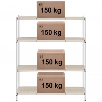 Regał magazynowy ażurowy 4 półki z nakładkami do 600 kg 150x60x180 cm