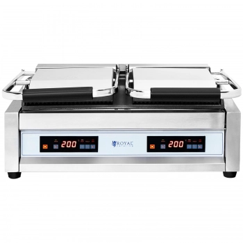 Grill elektryczny kontaktowy podwójny gładki ryflowany sterowany elektronicznie 2 x 1800 W 230V