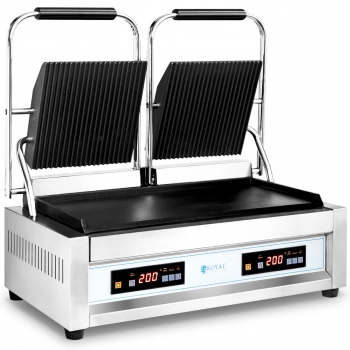 Grill elektryczny kontaktowy podwójny gładki ryflowany sterowany elektronicznie 2 x 1800 W 230V