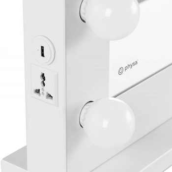 Lustro kosmetyczne do makijażu wizażu z oświetleniem 10 żarówek LED USB 67.5x50.5 cm