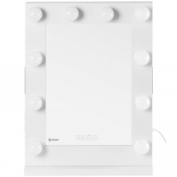 Lustro kosmetyczne do makijażu wizażu z oświetleniem i głośnikiem 10 żarówek LED BT USB 67.5x50.5 cm