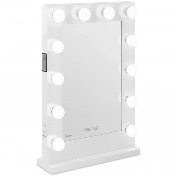 Lustro kosmetyczne do makijażu wizażu z oświetleniem i głośnikiem 12 żarówek LED BT USB 78x50 cm