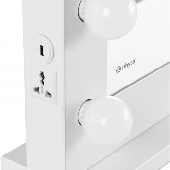 Lustro kosmetyczne do makijażu wizażu z oświetleniem i głośnikiem 12 żarówek LED BT USB 78x50 cm