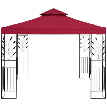 Pawilon ogrodowy altana z ornamentem składana 3 x 3 x 2.6 m czerwone wino