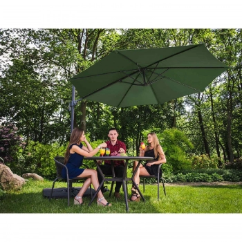 Parasol ogrodowy na wysięgniku okrągły śr. 300 cm zielony