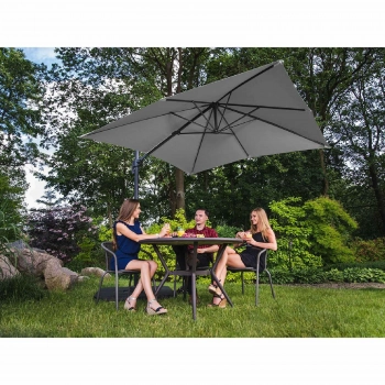 Parasol ogrodowy boczny na wysięgniku kwadratowy 250 x 250 cm ciemnoszary