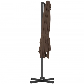 Parasol ogrodowy boczny na wysięgniku kwadratowy 250 x 250 cm brązowy