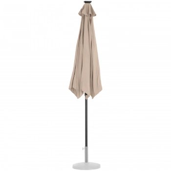 Parasol ogrodowy okrągły uchylny z korbką oświetleniem LED śr. 300 cm kremowy