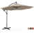 Parasol ogrodowy na wysięgniku okrągły z oświetleniem LED śr. 300 cm kremowy