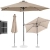Parasol ogrodowy okrągły uchylny z korbką oświetleniem LED śr. 300 cm kremowy