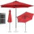 Parasol ogrodowy okrągły uchylny z korbką oświetleniem LED śr. 300 cm czerwony