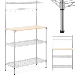 Regał druciany metalowy do kuchni magazynu 4 półki haczyki 90 x 35 x 152 cm do 121 kg