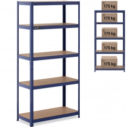 Regał magazynowy metalowy 5 półek 875 kg 90 x 40 x 180 cm niebieski