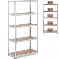 Regał magazynowy metalowy 5 półek 875 kg 90 x 40 x 180 cm szary