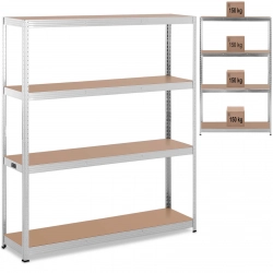 Regał magazynowy metalowy 4 półki 600 kg 160 x 40 x 180 cm szary