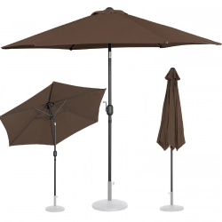 Parasol ogrodowy tarasowy okrągły uchylny z korbką śr. 270 cm brązowy