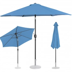 Parasol ogrodowy tarasowy okrągły uchylny z korbką śr. 270 cm niebieski