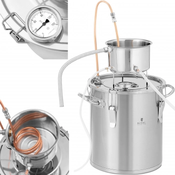Destylator destylarka nierdzewna z miedzianą spiralą termometrem alkoholomierzem 20 l