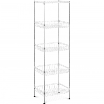 Regał druciany metalowy do magazynu garderoby 5 koszy 45 x 35 x 152 cm do 100 kg