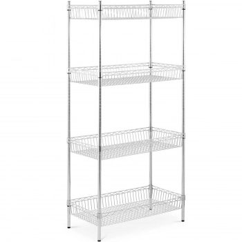 Regał druciany metalowy do magazynu garderoby 4 kosze 90 x 45 x 180 cm do 200 kg
