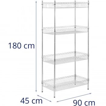 Regał druciany metalowy do magazynu garderoby 4 kosze 90 x 45 x 180 cm do 200 kg