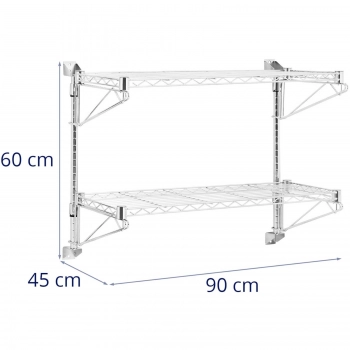 Półka druciana ścienna podwójna do 60 kg 90 x 35 x 60 cm