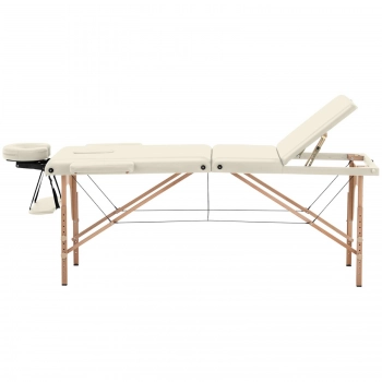 Stół łóżko do masażu drewniane przenośne składane Marseille Beige do 227 kg beżowe