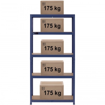 Regał magazynowy metalowy 5 półek 875 kg 90 x 40 x 180 cm niebieski