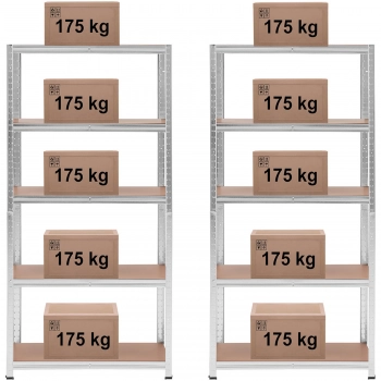 Regał magazynowy metalowy 5 półek 875 kg 90 x 40 x 180 cm szary 2 szt.