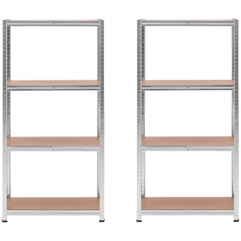 Regał magazynowy metalowy 4 półki 320 kg 80 x 40 x 160 cm szary 2 szt.