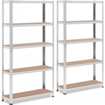Regał magazynowy metalowy 5 półek 875 kg 90 x 30 x 180 cm szary 2 szt.
