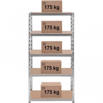 Regał magazynowy metalowy 5 półek 875 kg 90 x 60 x 180 cm szary