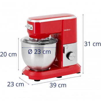 Mikser robot planetarny do ciasta 3w1 6 l 1300 W czerwony