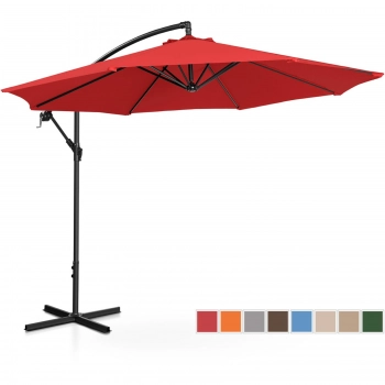 Parasol ogrodowy na wysięgniku okrągły uchylny śr. 300 cm czerwony