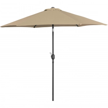 Parasol ogrodowy tarasowy okrągły uchylny z korbką śr. 270 cm szarobrązowy